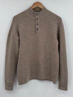 Smartwool Men's Pioneer Ridge Half Button Merino Wool Sweater | Taupe | Medium